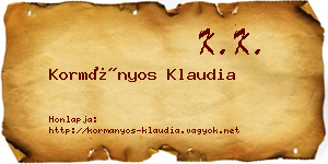 Kormányos Klaudia névjegykártya