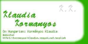 klaudia kormanyos business card